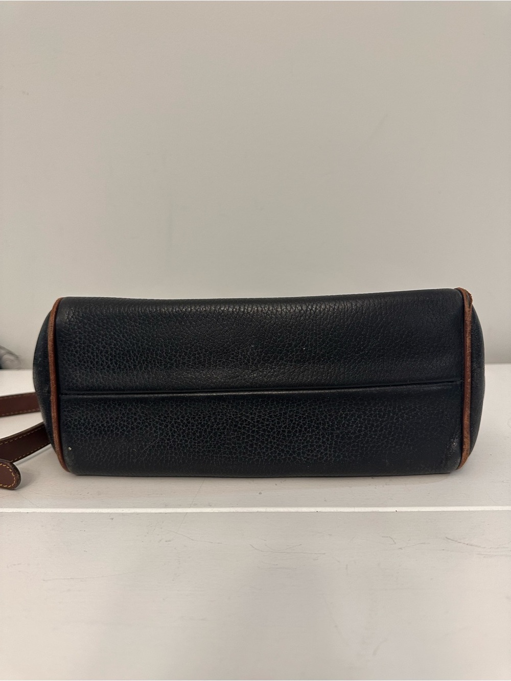 Vintage Coach  Navy Brown Leather Top Handle Bag - Picture 5 of 9